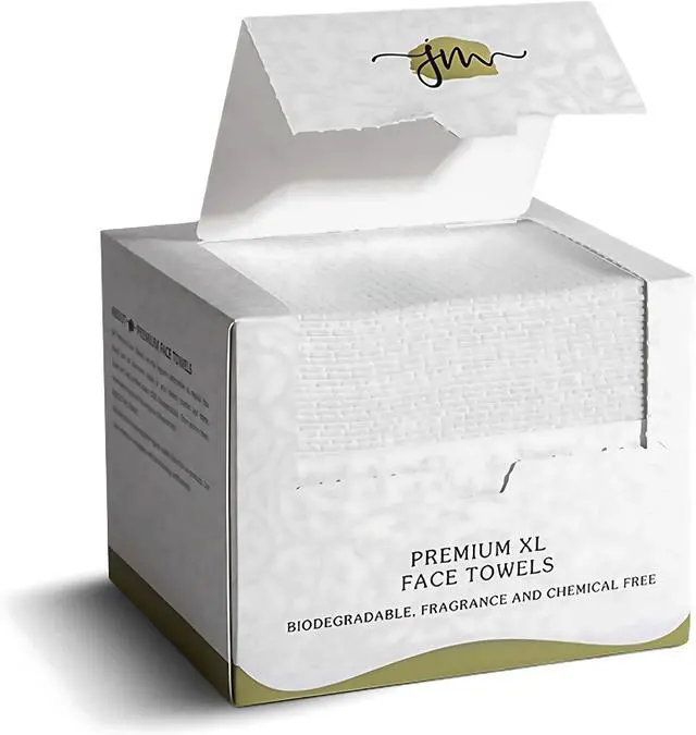 Main image of Disposable Face Towels 50 XL 10 x 12 Biodegradable Dry Wipes for Sensitive Skin | Soft, Lint-Free, Fragrance-Free & Vegan Facial Cleansing Towels | Chemical-Free Makeup Remover Wipes