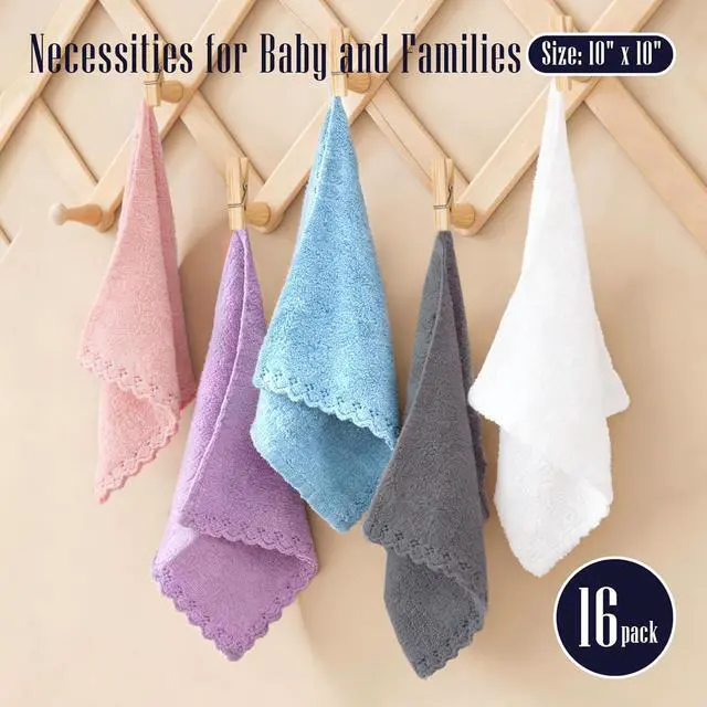 Alt view image 4 of 7 - 16 Pack Baby Washcloths - Luxury Multicolor Coral Fleece - Extra Absorbent and Soft Wash Clothes for Newborns, Infants and Toddlers - Suitable for Sensitive Skin and New Born - Baby Shower, 10x10 Inch