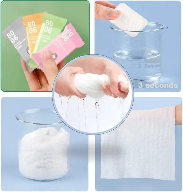 Alt view image 4 of 7 - QUALIALL Premium Compressed Towels, Pure Cotton Portable Washcloth for Camping or Travel