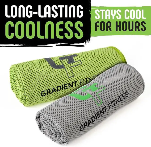 Alt view image 6 of 7 - Gradient Fitness Cooling Towels (4 Pack) - Breathable Sweat Towel, Cooling Towel for Neck & Face - Neck Cooler for Quick Cool Down for Gym, Running, Golf, Yoga, Camping & Sports (Green|Grey, 4)