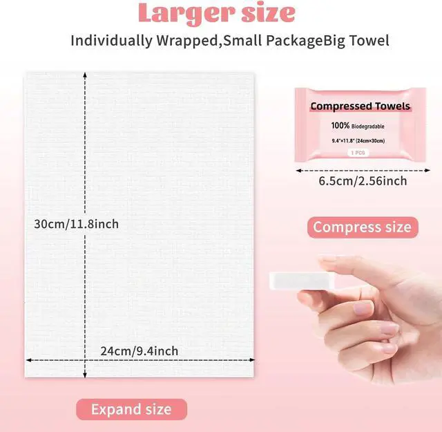 Alt view image 2 of 7 - Compressed Disposable Face Towel, Thicker Individually Packaged Compressed Towels Dry Wipes, 30 PCS Large Size Coin Tissue Portable Washcloth for Travel Camping Hiking Outdoor Sports Beauty Salon