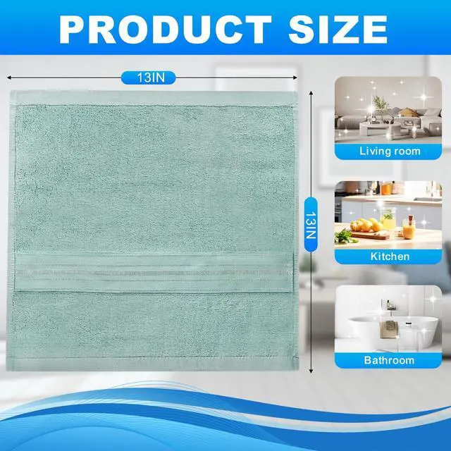 Alt view image 2 of 7 - 100% Cotton Wash Cloths, 13 x 13 inch, 3 Pack, Multicolor | Highly Absorbent, Soft Feel Fingertip Towels, Machine Washable, For Bathroom, Gym, Hotel, Spa and Kitchen
