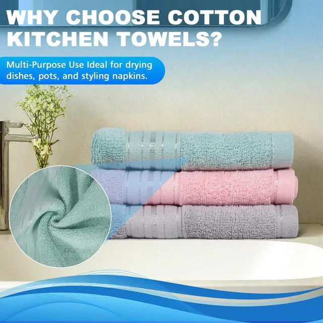 Alt view image 3 of 7 - 100% Cotton Wash Cloths, 13 x 13 inch, 3 Pack, Multicolor | Highly Absorbent, Soft Feel Fingertip Towels, Machine Washable, For Bathroom, Gym, Hotel, Spa and Kitchen