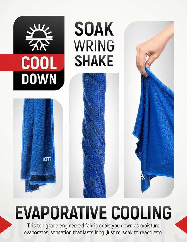 Alt view image 4 of 6 - Instant Cooling Towel Neck & Face - Sweat Rag Neck Wraps Gym Workout | 40x12 Inch, Evaporative Cooling, Wet Wring Snap Activation, Lightweight, UPF 40+, Outdoor Adventures