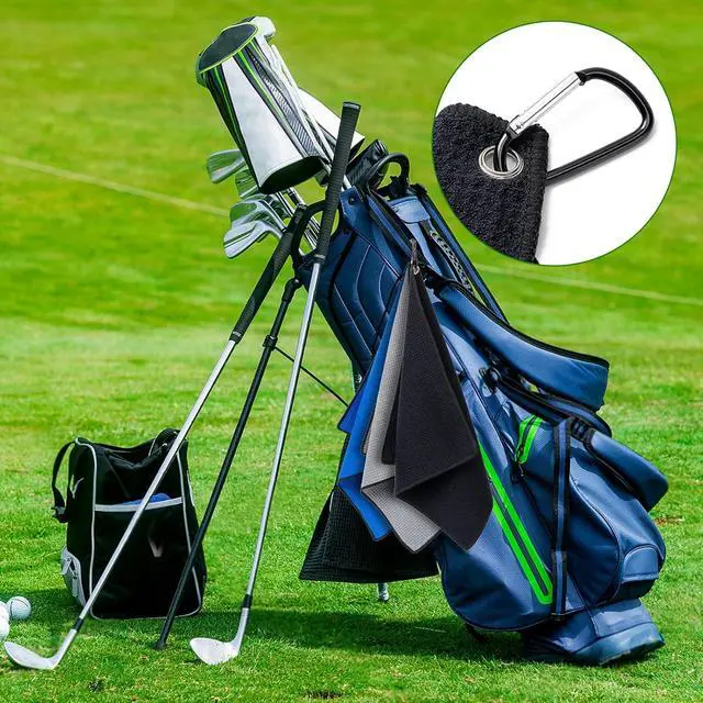 Alt view image 6 of 6 - Husfunov 3 Pack Golf Towels(16" X 16") with Carabiner Clip | Microfiber Fabric Waffle Pattern Towels for Golf Bags,Tri-Fold Portable Towels for Men Women,Blue/Black/Gray