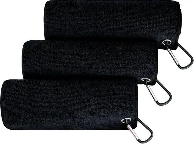 Main image of Fishing Towel with Clip, Microfiber Towels Accessories for Fishing Rag, Sports Fitness, Camping, Workout, Soft and Quick-Drying, Bigger Size -16x16 inches, 3 Pack Black