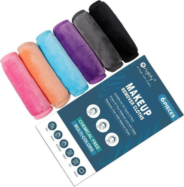 Main image of Orighty Makeup Remover Cloths 6 Packs, 12 x 6 Inch 6 Colors | Makeup Removal Face Cleansing Cloth, Reusable Microfiber Facial Cleansing Towels, Remove Instantly Dirt with Just Water