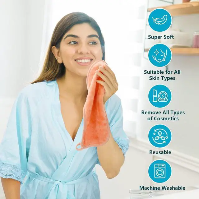 Alt view image 2 of 6 - Orighty Makeup Remover Cloths 6 Packs, 12 x 6 Inch 6 Colors | Makeup Removal Face Cleansing Cloth, Reusable Microfiber Facial Cleansing Towels, Remove Instantly Dirt with Just Water
