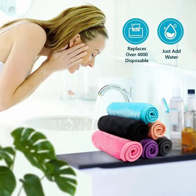 Alt view image 5 of 6 - Orighty Makeup Remover Cloths 6 Packs, 12 x 6 Inch 6 Colors | Makeup Removal Face Cleansing Cloth, Reusable Microfiber Facial Cleansing Towels, Remove Instantly Dirt with Just Water