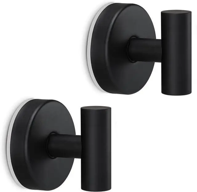Main image of Towel Hooks Shower Suction Hook Towel Hanger for Bathroom Hanging Coat, Robe, Removable Wall Mounted Hook for Bedroom Kitchen Hotel Pool Matte Black(2-Pack)