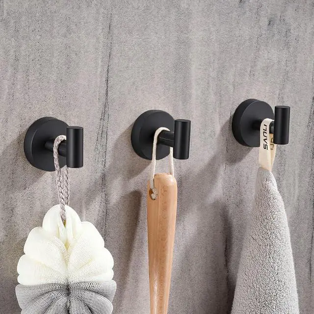 Alt view image 2 of 7 - Towel Hooks Shower Suction Hook Towel Hanger for Bathroom Hanging Coat, Robe, Removable Wall Mounted Hook for Bedroom Kitchen Hotel Pool Matte Black(2-Pack)
