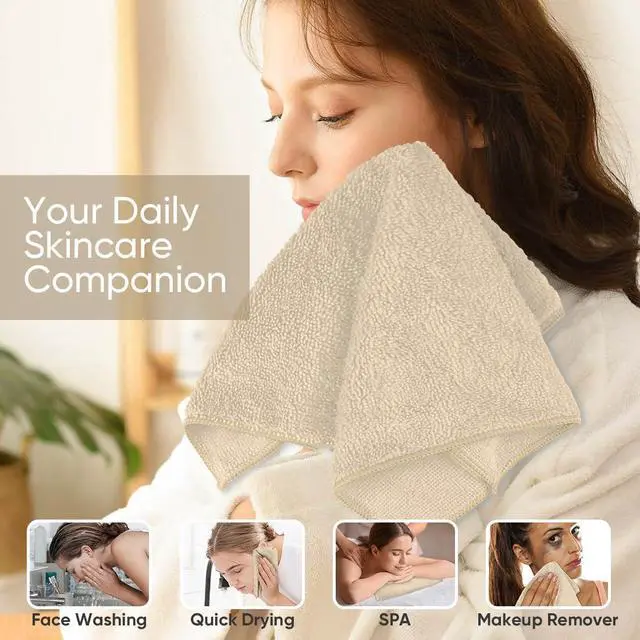 Alt view image 4 of 7 - HOMEXCEL Washcloths 24PK, Ultra Soft&Highly Absorbent Face Towels, 12X12 in | Multi-Purpose Towels, Microfiber Wash Cloths for Bathroom, Hotel, Spa, Gym, and Kitchen, Machine Washable, Brown