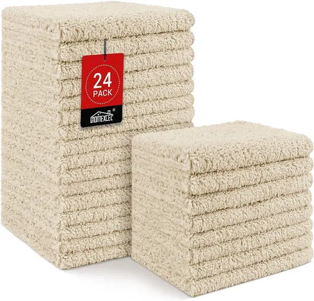Main image of HOMEXCEL Washcloths 24PK, Ultra Soft&Highly Absorbent Face Towels, 12X12 in | Multi-Purpose Towels, Microfiber Wash Cloths for Bathroom, Hotel, Spa, Gym, and Kitchen, Machine Washable, Brown
