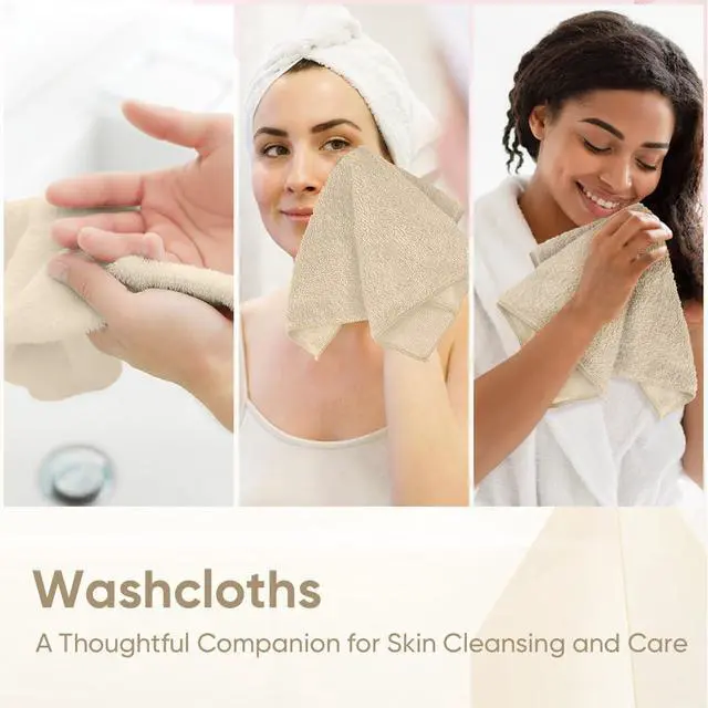 Alt view image 6 of 7 - HOMEXCEL Washcloths 24PK, Ultra Soft&Highly Absorbent Face Towels, 12X12 in | Multi-Purpose Towels, Microfiber Wash Cloths for Bathroom, Hotel, Spa, Gym, and Kitchen, Machine Washable, Brown