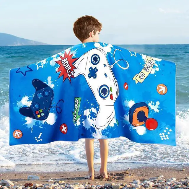 Main image of WERNNSAI Game Kids Beach Towel for Boys, Quick Dry Swim Towel | 30"x 60Sand Free Microfiber Beach Towel for Kids, Personalized Toddler Pool Towel Bath Camping Travel Towel Beach Essentials