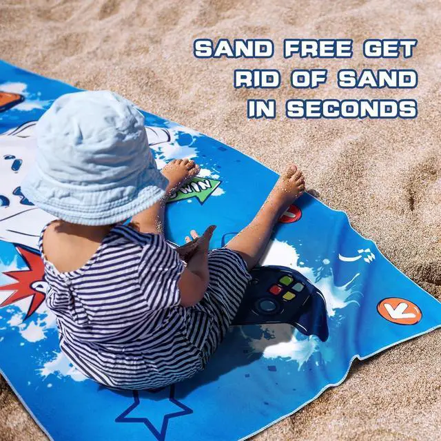 Alt view image 5 of 7 - WERNNSAI Game Kids Beach Towel for Boys, Quick Dry Swim Towel | 30"x 60Sand Free Microfiber Beach Towel for Kids, Personalized Toddler Pool Towel Bath Camping Travel Towel Beach Essentials