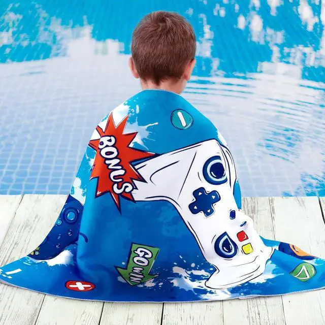 Alt view image 6 of 7 - WERNNSAI Game Kids Beach Towel for Boys, Quick Dry Swim Towel | 30"x 60Sand Free Microfiber Beach Towel for Kids, Personalized Toddler Pool Towel Bath Camping Travel Towel Beach Essentials