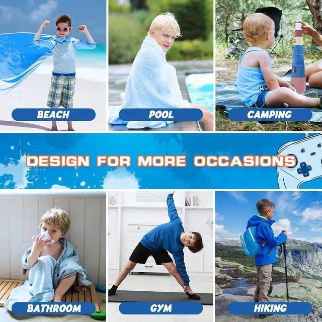 Alt view image 7 of 7 - WERNNSAI Game Kids Beach Towel for Boys, Quick Dry Swim Towel | 30"x 60Sand Free Microfiber Beach Towel for Kids, Personalized Toddler Pool Towel Bath Camping Travel Towel Beach Essentials