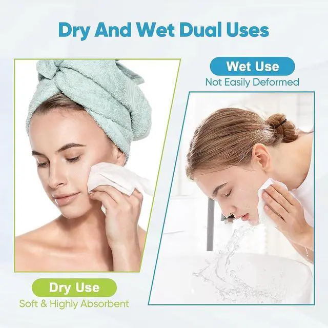 Alt view image 3 of 7 - AIDEA Face Towels Disposable-100Ct (2 Box), Face Cloths for Sensitive Skin | Clean Facial Towelettes, Facial Cleansing Wipes for Makeup Removing, Nursing, Travel, Dry Wipes