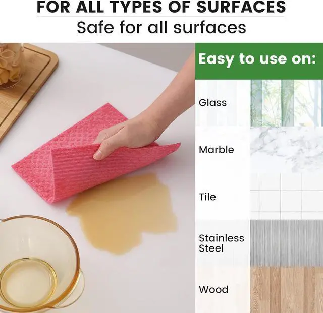 Alt view image 3 of 7 - Homaxy Swedish Dishcloths for Kitchen, 6 Pack, Pink | Reusable and Washable Cellulose Sponge Cloths Dish Towels, Absorbent and No Odor Paper Towels for Dishes Counters