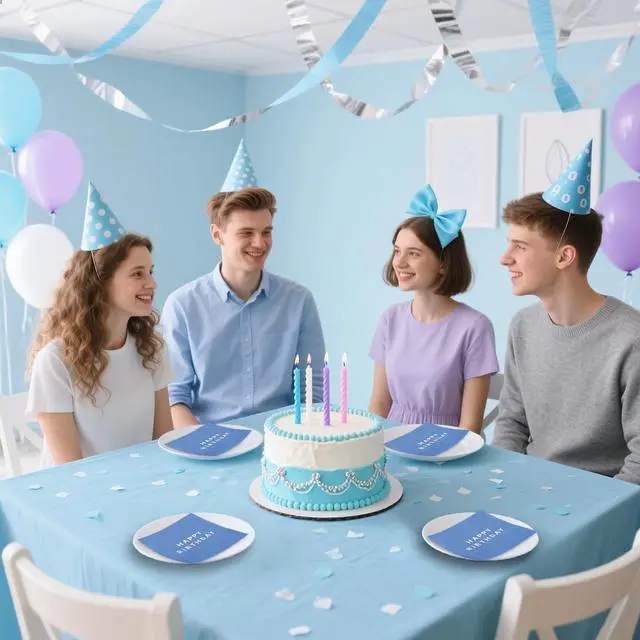 Alt view image 6 of 6 - Vuzvuv 52 Pcs Happy Birthday Party Cocktail Napkins-Blue | 5" Folded 3 Ply Birthday Party Dinner Hand Napkin,Disposable Paper Napkins, for Boy Men Table Decor Birthday Decoration