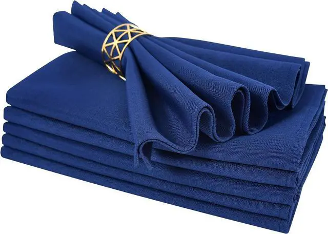 Main image of Navy Blue Cloth Napkins Set of 6 Washable Dinner Napkins, 18X18 in | Square Reusable Napkins with Hemmed Edges, Polyester Fabric Napkin for Hotel, Restaurant, Wedding, Party, Banquet, Event