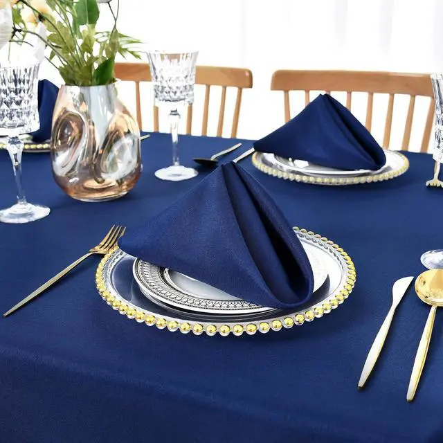 Alt view image 4 of 7 - Navy Blue Cloth Napkins Set of 6 Washable Dinner Napkins, 18X18 in | Square Reusable Napkins with Hemmed Edges, Polyester Fabric Napkin for Hotel, Restaurant, Wedding, Party, Banquet, Event