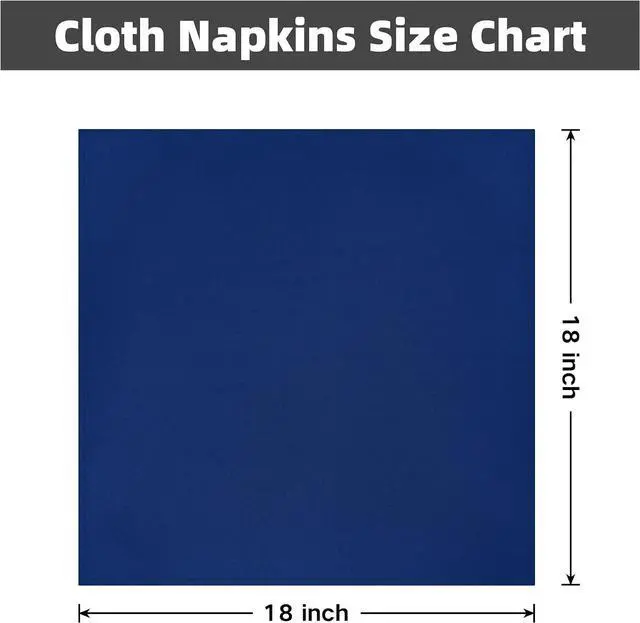 Alt view image 5 of 7 - Navy Blue Cloth Napkins Set of 6 Washable Dinner Napkins, 18X18 in | Square Reusable Napkins with Hemmed Edges, Polyester Fabric Napkin for Hotel, Restaurant, Wedding, Party, Banquet, Event