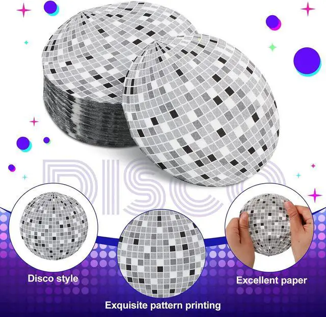 Alt view image 3 of 6 - Colarr 100 Pcs Disco Ball Napkins Disco Party Supplies Wedding Decorations | Silver Ball Paper, Stylish Disposable Napkins for Cocktail Dinner, 70s 80s 90s Birthday, Bachelorette, Beverage Party Decor