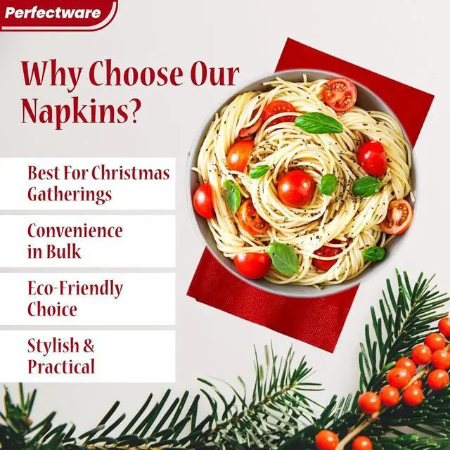 Alt view image 4 of 7 - Perfectware- 2 Ply Dinner Napkin Red- 50 CT Red 2 Ply"15 x 17" Paper Dinner Napkins - Pack of 50 CT. Ideal for Party., (PWRedDinnerNapkin-50CT)