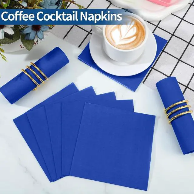Alt view image 4 of 7 - NatNarr 120 Pcs Royal Blue Cocktail Napkins 5 Inch Dessert Beverage Napkins | Blue Napkins Disposable for Birthday, Baby Shower, Wedding, Soft and Absorbent