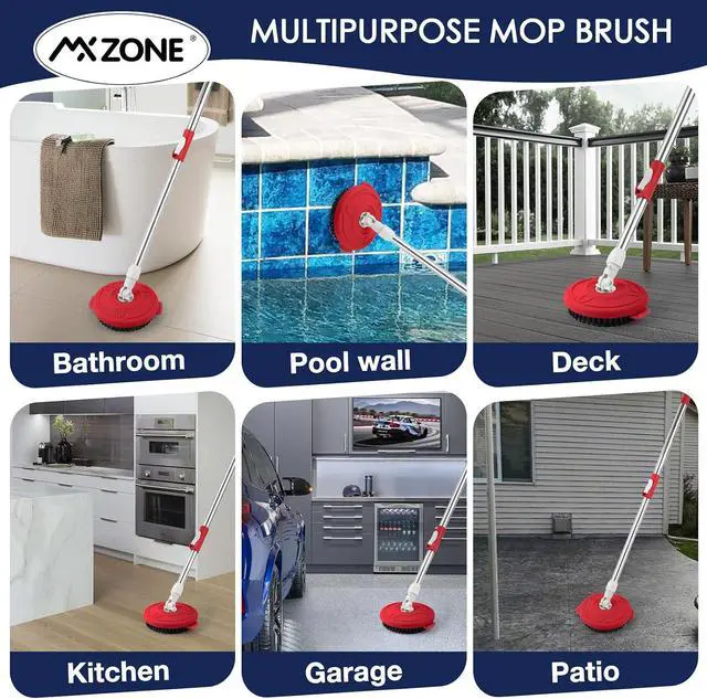 Alt view image 4 of 7 - Round Spin Mop Scrub Brush Head for Hurricane 360, Stiff Bristle | Fits 6.1-6.3 in mop systems. 6.2 in brush, 3.5 in inner rim. Stiff nylon bristles clean grout, tile, glass & walls.