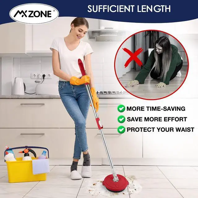 Alt view image 5 of 7 - Round Spin Mop Scrub Brush Head for Hurricane 360, Stiff Bristle | Fits 6.1-6.3 in mop systems. 6.2 in brush, 3.5 in inner rim. Stiff nylon bristles clean grout, tile, glass & walls.
