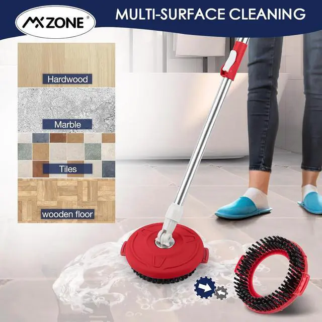 Alt view image 6 of 7 - Round Spin Mop Scrub Brush Head for Hurricane 360, Stiff Bristle | Fits 6.1-6.3 in mop systems. 6.2 in brush, 3.5 in inner rim. Stiff nylon bristles clean grout, tile, glass & walls.