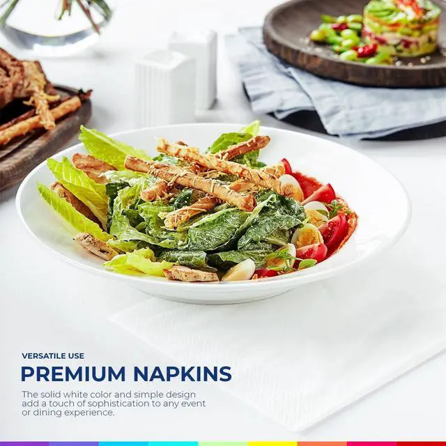 Alt view image 3 of 7 - Premium Party Beverage Napkins White - 100 Count, 2-Ply - Ideal for Parties, Weddings, Cocktails, and Events - 5"x 5" Absorbent Paper Napkins - Disposable and Colorful