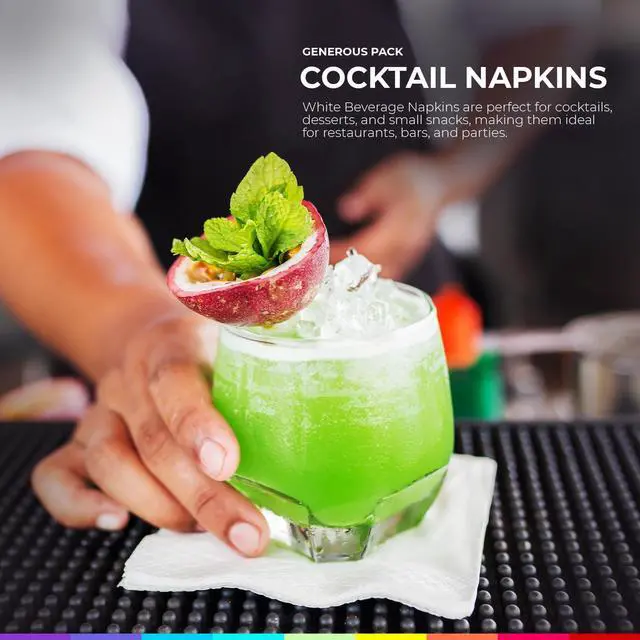 Alt view image 2 of 7 - Premium Party Beverage Napkins White - 100 Count, 2-Ply - Ideal for Parties, Weddings, Cocktails, and Events - 5"x 5" Absorbent Paper Napkins - Disposable and Colorful
