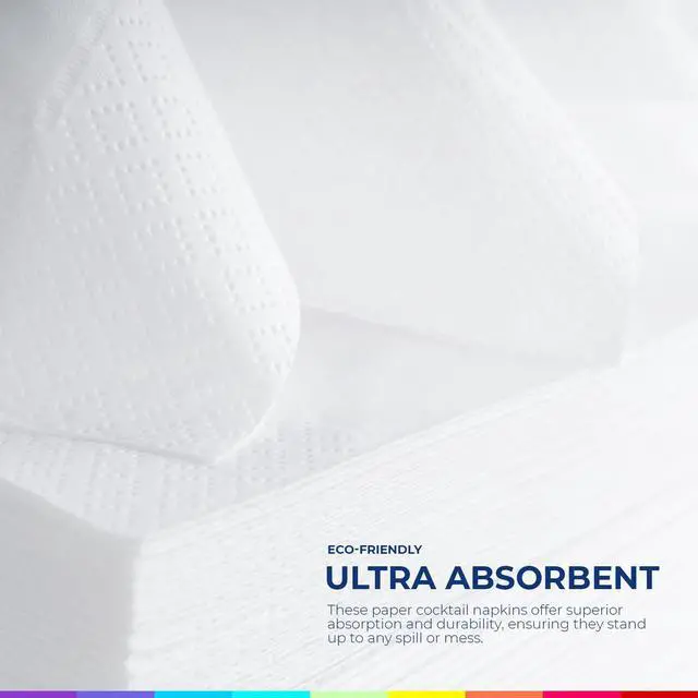 Alt view image 7 of 7 - Premium Party Beverage Napkins White - 100 Count, 2-Ply - Ideal for Parties, Weddings, Cocktails, and Events - 5"x 5" Absorbent Paper Napkins - Disposable and Colorful