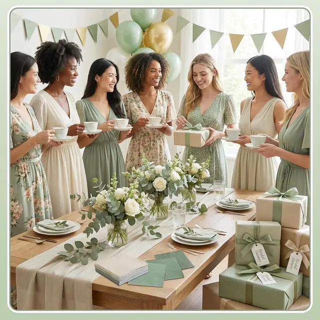Alt view image 4 of 7 - NatNarr 120 Pcs Sage Green Napkins, 5×5 Inch Green Cockatil Napkin | 6 Green Shades Soft and Absorbent Sage Napkins for Weddings Bridal Baby Showers Engagement Camping Bachelorette