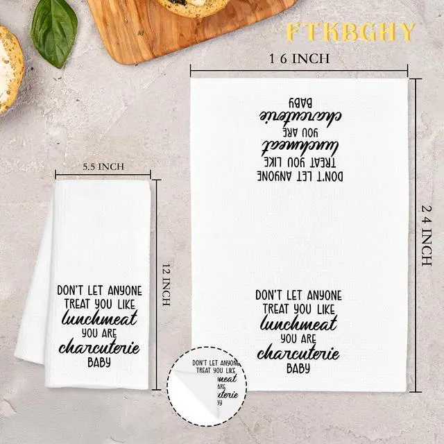 Alt view image 7 of 7 - Funny Kitchen Towels, Funny Gifts for Women Men, Don't Let Anyone Treat You Like Lunchmeat Decorative Dish Hand Tea Towels for Kitchen Dining Room, 16x24 Inch