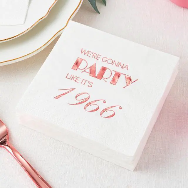 Alt view image 2 of 5 - Crisky 60th Birthday Cocktail Napkins Rose Gold for Women 60th Birthday Party Decorations for Cake Dessert Berverage Table, 60th Birthday Party Supplies,50 Pcs Disposable Napkins, 3-Ply