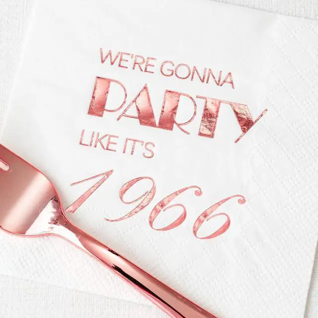 Alt view image 5 of 5 - Crisky 60th Birthday Cocktail Napkins Rose Gold for Women 60th Birthday Party Decorations for Cake Dessert Berverage Table, 60th Birthday Party Supplies,50 Pcs Disposable Napkins, 3-Ply