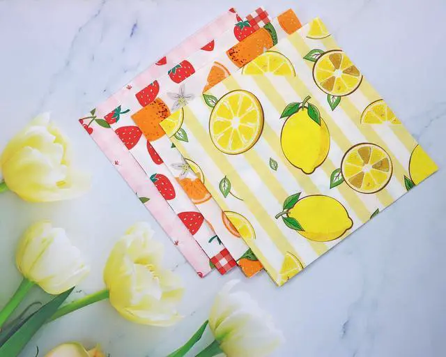 Alt view image 3 of 7 - Penta Angel Floral Napkins for Craft 20Pcs Assorted Decorative Flower Cocktail Paper Napkins for Art Crafting DIY Birthday Wedding Spring Tea Party Decoration (Fruits)