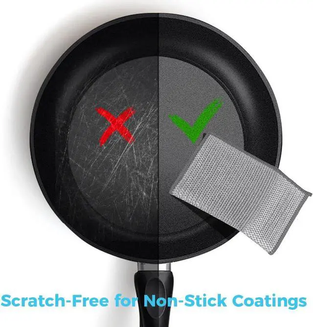 Alt view image 6 of 7 - AIDEA Non Scratch Wire Dishcloth 24PK, Dish Cloths for Washing Dishes 7"×8" | Upgraded Wire Dishwashing Rag, Dual Sided,Stainless Steel Wipes, Steel Scrubber for Cookware, Sinks, Stove Tops, Grey