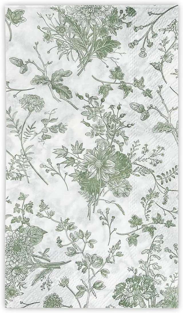 Main image of WRAPAHOLIC 50Pcs Sage Green Floral Guest Napkins - Guest Disposable Hand Towels for Bathroom, Bridal and Baby Shower, Tea Party, Garden Party, Birthday Party - 4.3 x 7.9 In