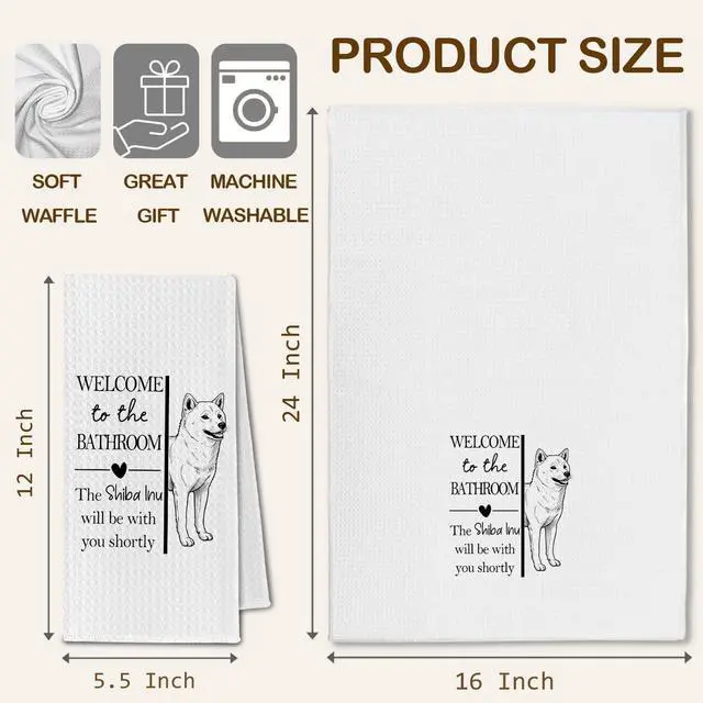 Alt view image 6 of 6 - Shiba Inu Gifts Bathroom Hand Towels, Shiba Inu Dog Owner Lovers Gifts for Women, Funny Dog Decorative Hand Towel for Bathroom Kitchen Decor, 16x24 Inch