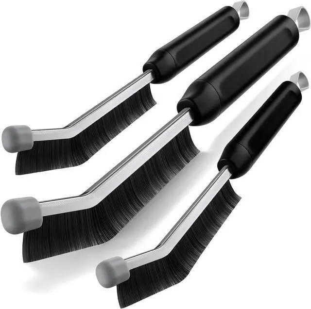 Main image of Crevice Cleaning Brush 3 Pack, Stainless Steel Bristle Support Rod, Rust-Resistant & Durable, Rounded Protective Head, Stiff Bristles for Tile Grout, Bathroom Gaps & Window Groove Brushes