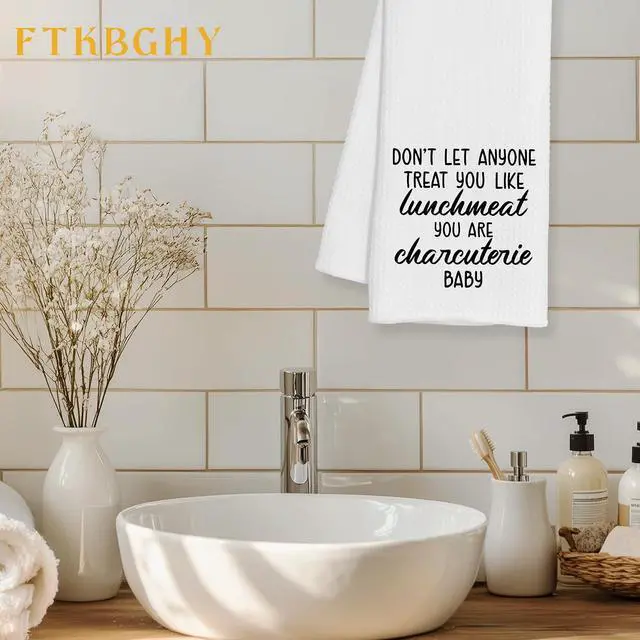Alt view image 2 of 7 - Funny Kitchen Towels, Funny Gifts for Women Men, Don't Let Anyone Treat You Like Lunchmeat Decorative Dish Hand Tea Towels for Kitchen Dining Room, 16x24 Inch