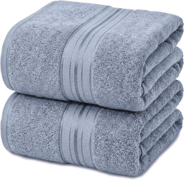 Main image of Premium Hand Towels Set for Bathroom, 2 Pack, 12" x 27", Light Grey | 100% Cotton, Quick Dry, Ultra Soft, Highly Absorbent, Lightweight, For Gym, Shower, Hotel, and Spa