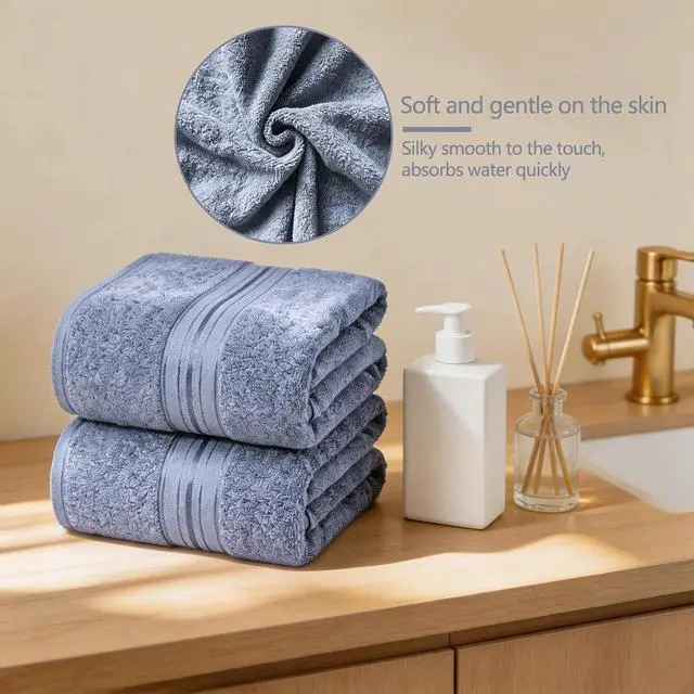 Alt view image 5 of 7 - Premium Hand Towels Set for Bathroom, 2 Pack, 12" x 27", Light Grey | 100% Cotton, Quick Dry, Ultra Soft, Highly Absorbent, Lightweight, For Gym, Shower, Hotel, and Spa