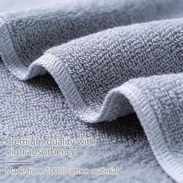 Alt view image 7 of 7 - Premium Hand Towels Set for Bathroom, 2 Pack, 12" x 27", Light Grey | 100% Cotton, Quick Dry, Ultra Soft, Highly Absorbent, Lightweight, For Gym, Shower, Hotel, and Spa